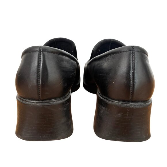 VTG WHITE MOUNTAIN  9 WIDE  Hammond Chunky Black Leather Loafers  Y2K - Picture 5 of 9